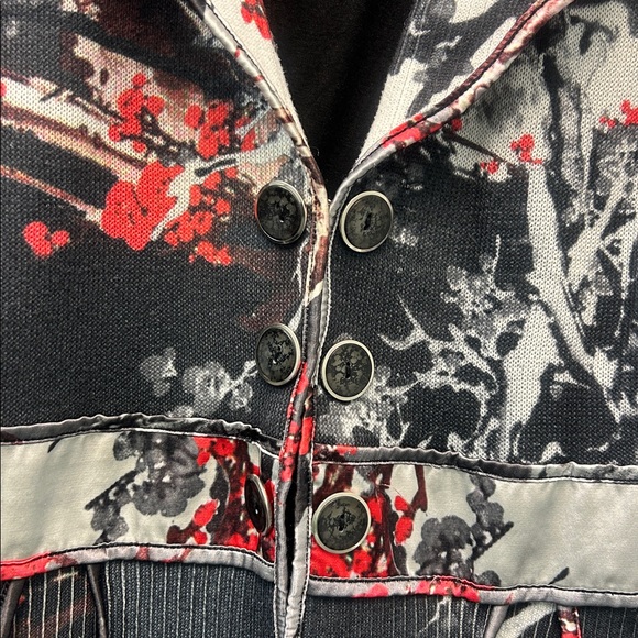 Designer Alberto Makali Bold Floral Print Women’s Stretch Blazer Size L - Picture 5 of 12